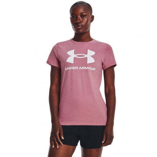  UNDER ARMOUR Damski tshirt z nadrukiem Under Armour UA Rival Logo SS  różowy Różowy
