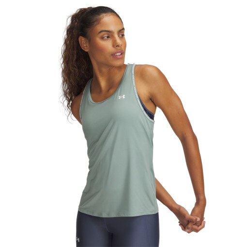 UNDER ARMOUR Damski top treningowy Under Armour Tech Knockout Tank  zielony Zielony
