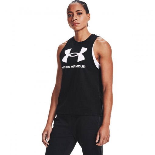 UNDER ARMOUR Damski top z nadrukiem Under Armour UA Live Rival Tank  czarny Czarny