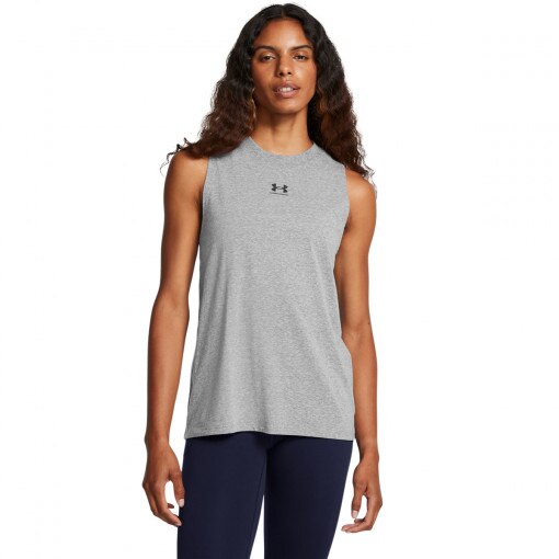 UNDER ARMOUR Damski top z nadrukiem Under Armour UA Rival Muscle Tank  szary Szary