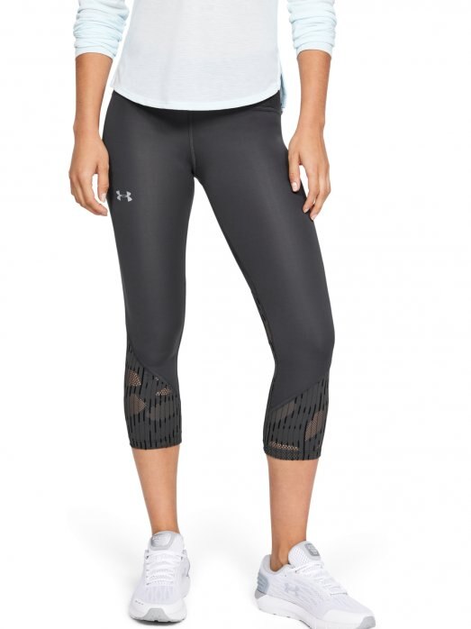 UNDER ARMOUR Damskie legginsy do biegania UNDER ARMOUR Fly Fast Rising Thread Crop  grafitowe Grafitowy