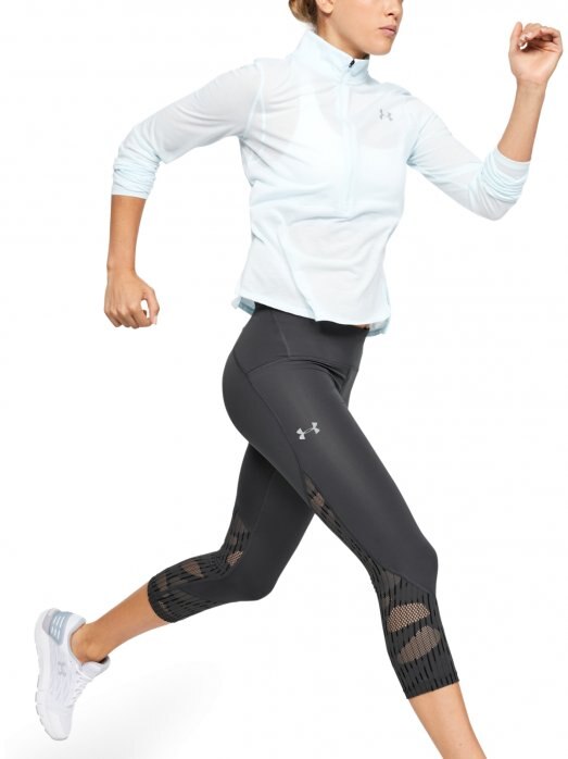 Damskie legginsy do biegania UNDER ARMOUR Fly Fast Rising Thread Crop - grafitowe