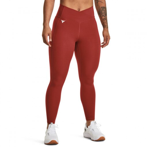 Damskie legginsy treningowe Under Armour Project Rock LG Crossover Ankle Leggins - brązowe 
