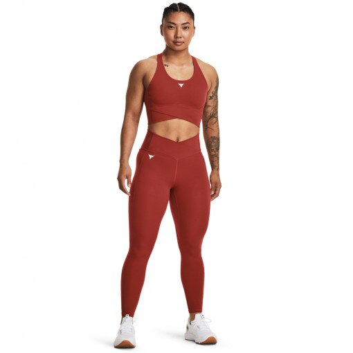 UNDER ARMOUR Damskie legginsy treningowe Under Armour Project Rock LG Crossover Ankle Leggins  brązowe  Brązowy