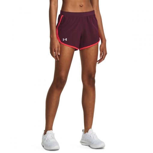 Damskie spodenki do biegania Under Armour Fly By 2.0 Short - bordowe