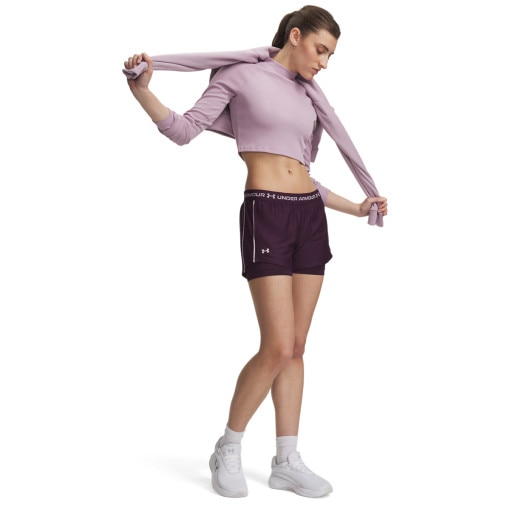 Obrazek dla: UNDER ARMOUR Damskie spodenki treningowe Under Armour Tech Play Up 2in1 Shorts  fioletowe