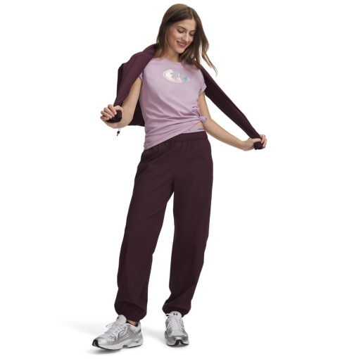 Obrazek dla: UNDER ARMOUR Damskie spodnie tkaninowe joggery Under Armour Unstoppable Wvn Jogger  burgundowe Burgundowy