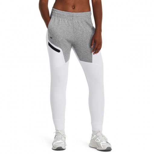 Damskie spodnie treningowe Under Armour Unstoppable Flc Jogger - białe