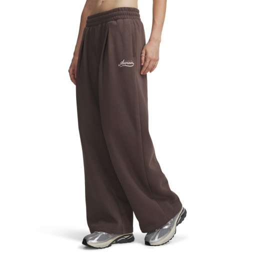 Damskie spodnie Under Armour RIVAL PLEATED VARSITY PANT - brązowe