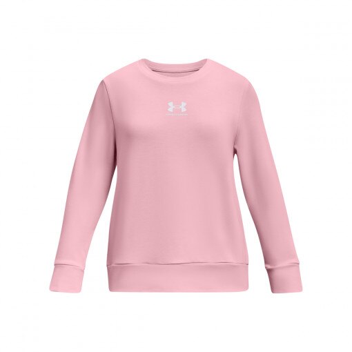 UNDER ARMOUR Dziewczęca bluza dresowa nierozpinana bez kaptura Under Armour UA Rival Terry Crew  różowa Różowy