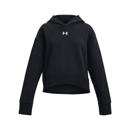 UNDER ARMOUR Dziewczęca bluza dresowa nierozpinana z kapturem Under Armour UA Rival Fleece Hoodie  czarna Czarny