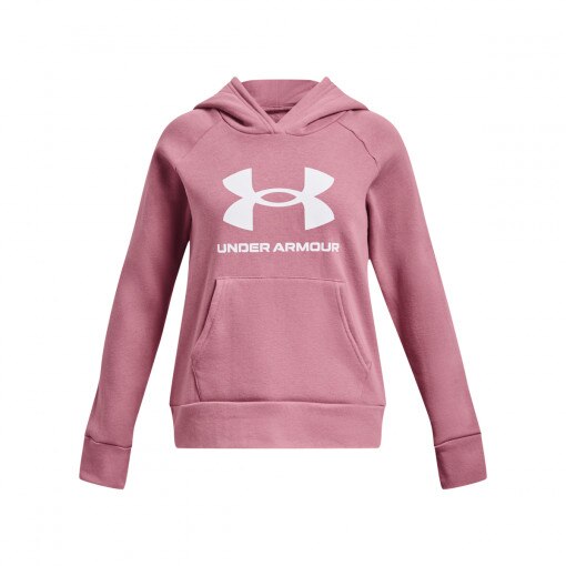 UNDER ARMOUR Dziewczęca bluza dresowa nierozpinana z kapturem Under Armour UA Rival Fleece BL Hoodie  różowa Różowy