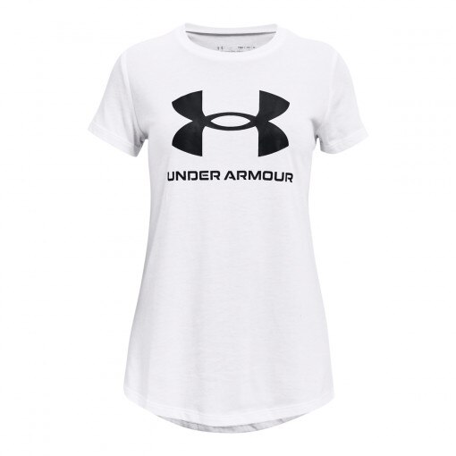 UNDER ARMOUR Dziewczęcy tshirt z nadrukiem Under Armour UA G Sportstyle Logo SS  biały Biały