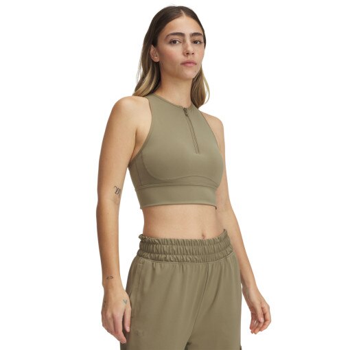 UNDER ARMOUR Damski top treningowy Under Armour Meridian Zip Tank  khaki Khaki