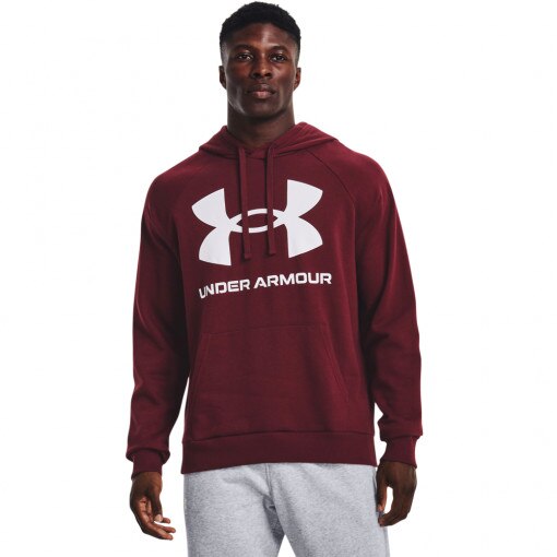  UNDER ARMOUR Męska bluza dresowa  nierozpinana z kapturem UNDER ARMOUR UA Rival Fleece Big Logo HD Czerwony