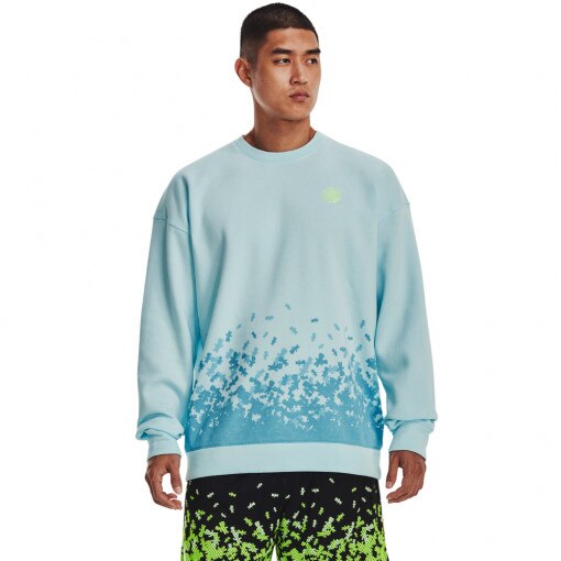 UNDER ARMOUR Męska bluza dresowa nierozpinana bez kaptura Under Armour Curry Collab Crewneck  mięta Mięta