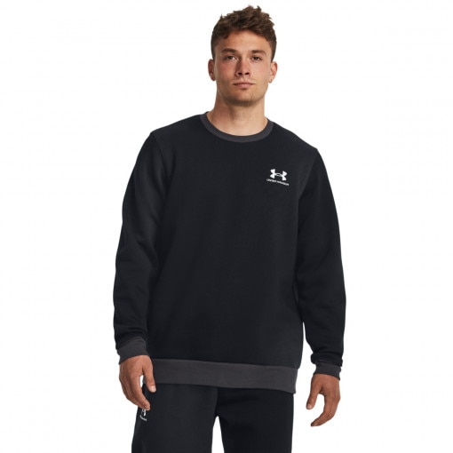 UNDER ARMOUR Męska bluza dresowa nierozpinana bez kaptura Under Armour UA Essential Flc Novelty Crw  czarna Czarny
