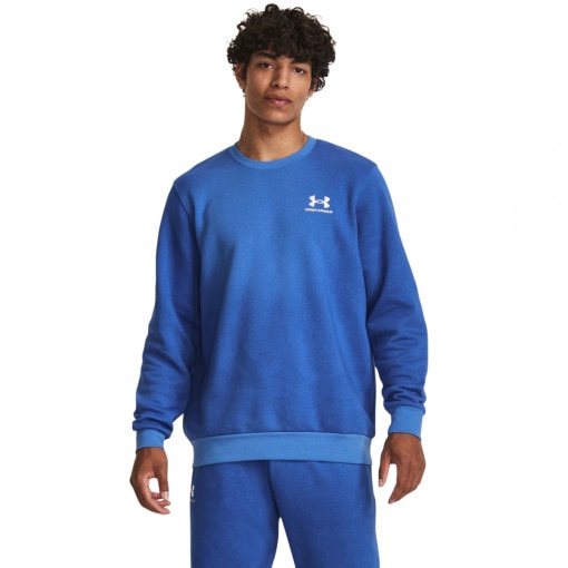 UNDER ARMOUR Męska bluza dresowa nierozpinana bez kaptura Under Armour UA Essential Flc Novelty Crw  niebieska Niebieski