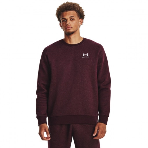 UNDER ARMOUR Męska bluza dresowa nierozpinana bez kaptura Under Armour UA Essential Fleece Crew  bordowa Bordowy