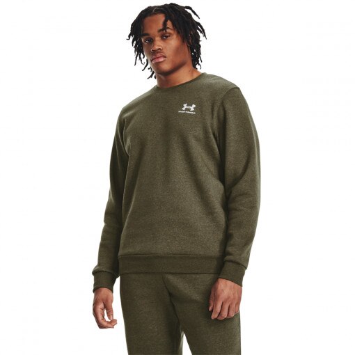 UNDER ARMOUR Męska bluza dresowa nierozpinana bez kaptura Under Armour UA Essential Fleece Crew  khaki Khaki