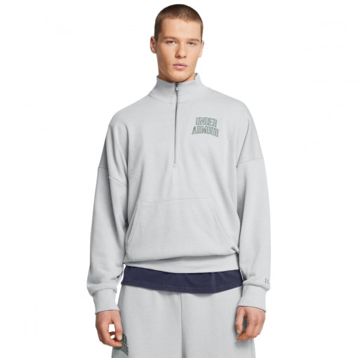 UNDER ARMOUR Męska bluza dresowa nierozpinana bez kaptura Under Armour UA Icon Hwt Terry Os 1/2 Zip  szara Szary