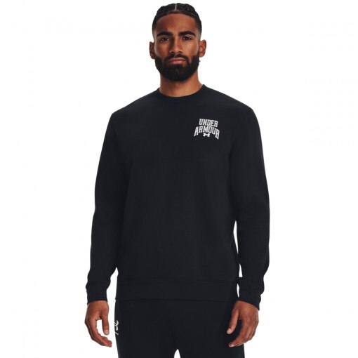 UNDER ARMOUR Męska bluza dresowa nierozpinana bez kaptura Under Armour UA Rival Terry Graphic Crew  czarna Czarny