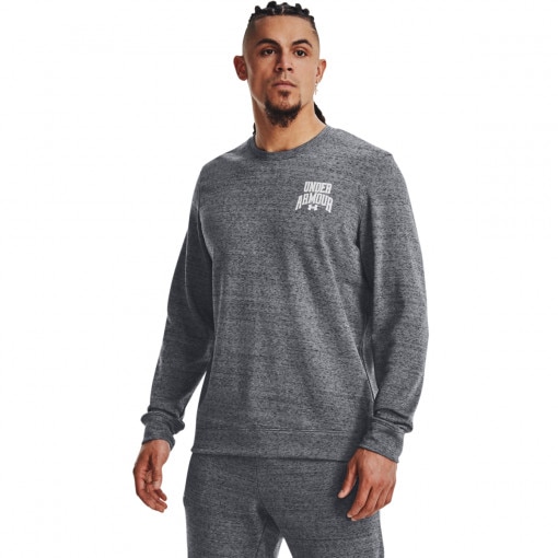 UNDER ARMOUR Męska bluza dresowa nierozpinana bez kaptura Under Armour UA Rival Terry Graphic Crew  szara Szary melanż