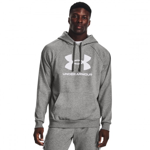 Obrazek dla: UNDER ARMOUR Męska bluza dresowa nierozpinana z kapturem Under Armour UA Rival Fleece Logo HD  szara Szary