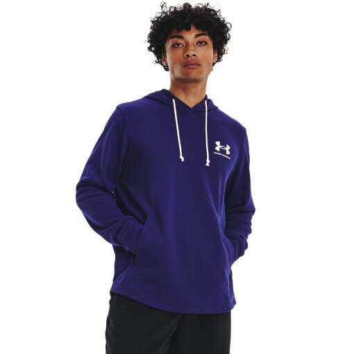 UNDER ARMOUR Męska bluza dresowa nierozpinana z kapturem UNDER ARMOUR UA RIVAL TERRY LC HD  granatowa Granatowy