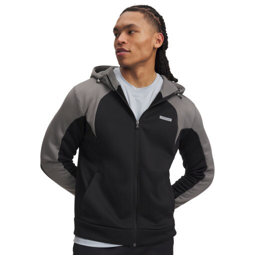 Obrazek dla: UNDER ARMOUR Męska bluza dresowa rozpinana z kapturem Under Armour Armour Fleece Winterized  czarne Czarny