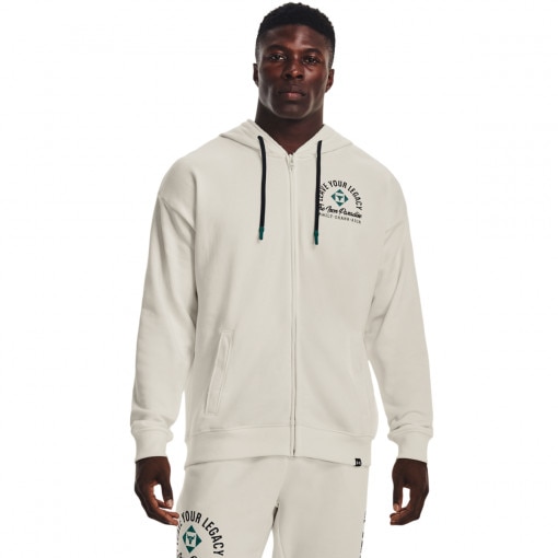 UNDER ARMOUR Męska bluza dresowa rozpinana z kapturem Under Armour Project Rock HW Terry FZ Fam  kremowa Kremowy