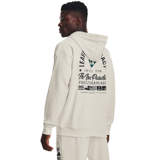 Męska bluza dresowa rozpinana z kapturem Under Armour Project Rock HW Terry FZ Fam - kremowa