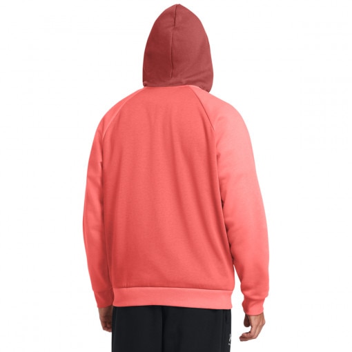 Męska bluza dresowa rozpinana z kapturem Under Armour UA Rival Flc FZ Colorblock - łososiowa