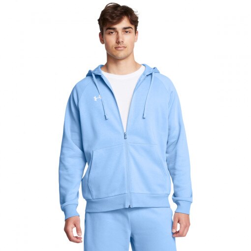 UNDER ARMOUR Męska bluza dresowa rozpinana z kapturem Under Armour UA Rival Fleece FZ Hoodie  niebieska Niebieski
