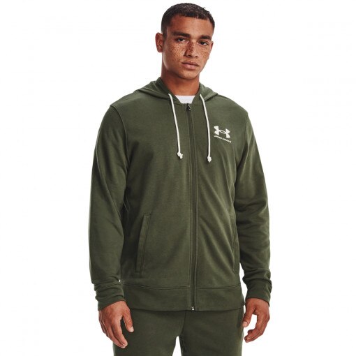 UNDER ARMOUR Męska bluza dresowa rozpinana z kapturem UNDER ARMOUR UA Rival Terry LC FZ  oliwkowa/khaki Oliwkowy