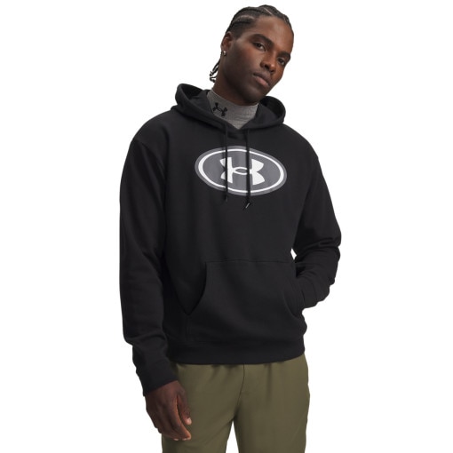 Obrazek dla: UNDER ARMOUR Męska bluza dresowa z kapturem Under Armour UA Rival Fleece Branded Hoodie  czarna Czarny