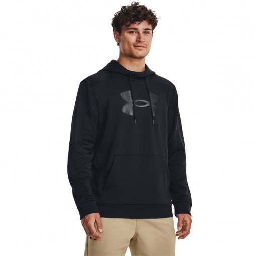 UNDER ARMOUR Męska bluza treningowa nierozpinana z kapturem Under Armour UA Armour Fleece Big Logo HD  czarna Czarny