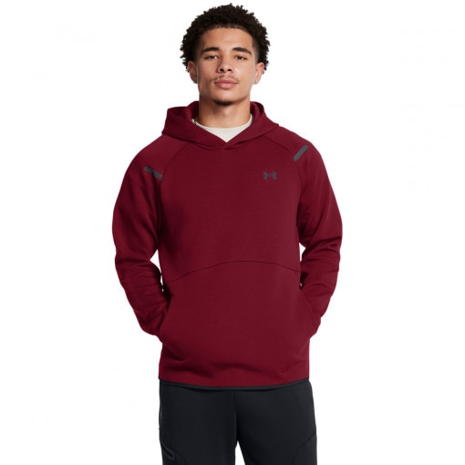 UNDER ARMOUR Męska bluza treningowa nierozpinana z kapturem Under Armour UA Unstoppable Flc Hd Eu  czerwona Czerwony