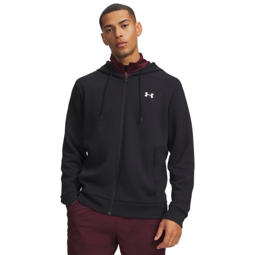 Obrazek dla: UNDER ARMOUR Męska bluza treningowa rozpinana z kapturem Under Armour Flex Fleece Full Zip czarna Czarny