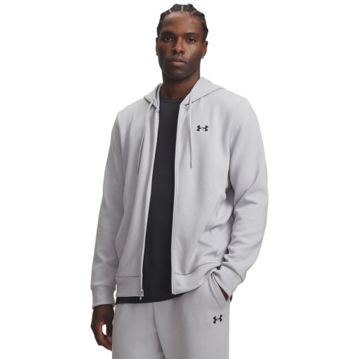 Obrazek dla: UNDER ARMOUR Męska bluza treningowa rozpinana z kapturem Under Armour Flex Fleece Full Zip szara Szary