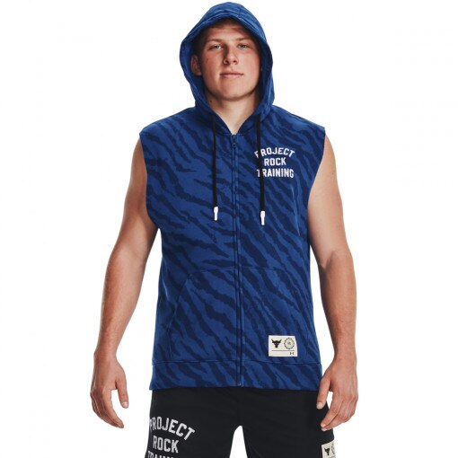 Obrazek dla: UNDER ARMOUR Męska bluza treningowa rozpinana z kapturem Under Armour Project Rock Rival  granatowa Granatowy