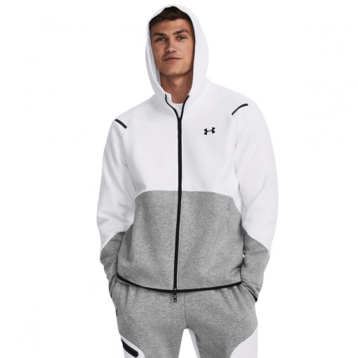 UNDER ARMOUR Męska bluza treningowa Under Armour UA Unstoppable Flc FZ  biała Biały