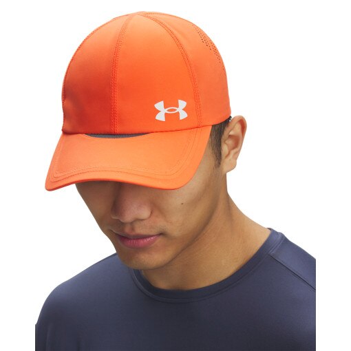 UNDER ARMOUR Męska czapka z daszkiem do biegania Under Armour M Isochill Launch Adj  pomarańczowa Pomarańczowy