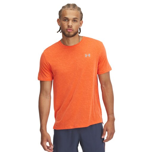 UNDER ARMOUR Męska koszulka do biegania Under Armour UA Launch Camo Shortsleeve  pomarańczowa Pomarańczowy