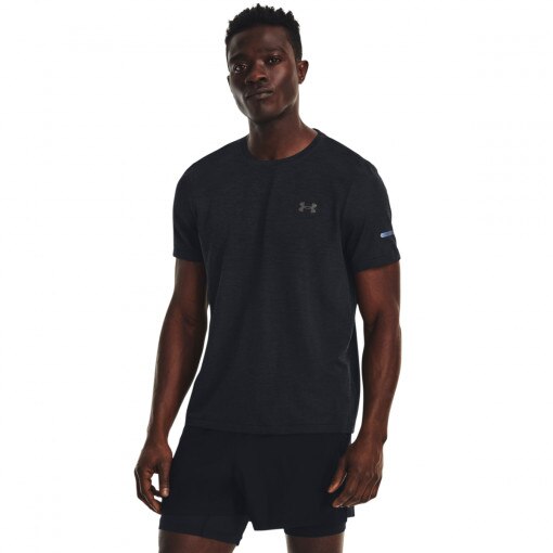 UNDER ARMOUR Męska koszulka do biegania Under Armour UA SEAMLESS STRIDE SS  czarna Czarny