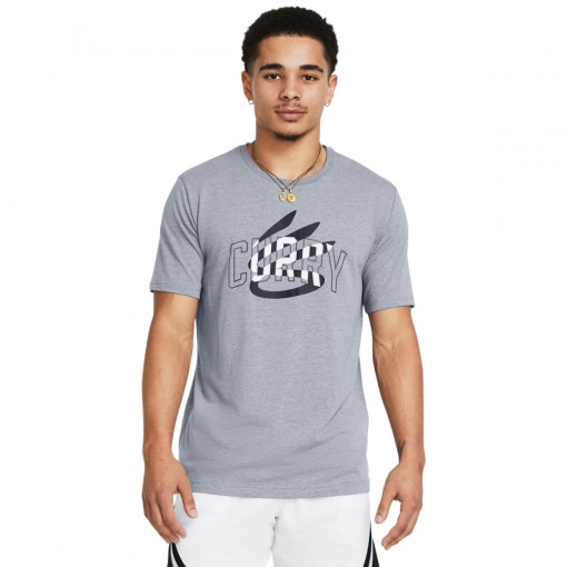 UNDER ARMOUR Męska koszulka do koszykówki Under Armour Curry Champ Mindset Tee  szara  Szary