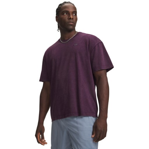 Obrazek dla: UNDER ARMOUR Męski tshirt oversize Under Armour UA M HWT OS WASH SS  fioletowy Fioletowy