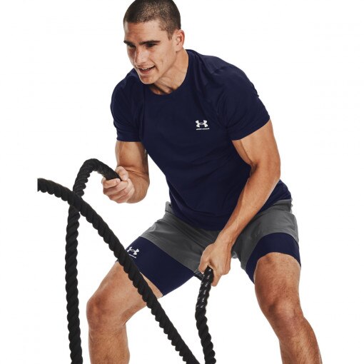 Obrazek dla: UNDER ARMOUR Męska koszulka treningowa UNDER ARMOUR HG Armour Fitted SS granatowa Granatowy