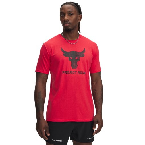 UNDER ARMOUR Męska koszulka treningowa Under Armour Project Rock Brahma Bull  czerwona  Czerwony