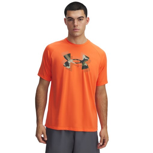UNDER ARMOUR Męska koszulka treningowa Under Armour UA M Tech Print Fill SS  pomarańczowa Pomarańczowy